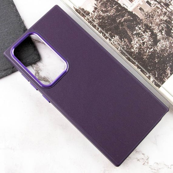 Шкіряний чохол Bonbon Leather Metal Style для Samsung Galaxy S23 Ultra Фіолетовий / Dark Purple | Зображення 3