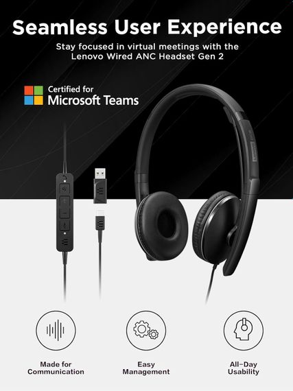 Гарнітура Lenovo Wired ANC Headset Gen 2 (Teams) 4XD1M45627 | Зображення 3
