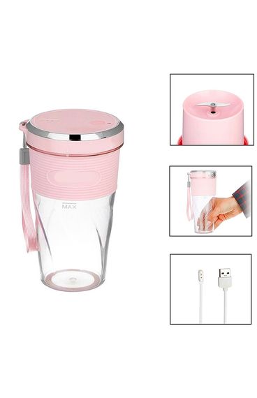 Блендер-шейкер портативний USB смузі мейкер XPRO KJ2087 рожевий (40978-KJ2087 Pink) | Зображення 3