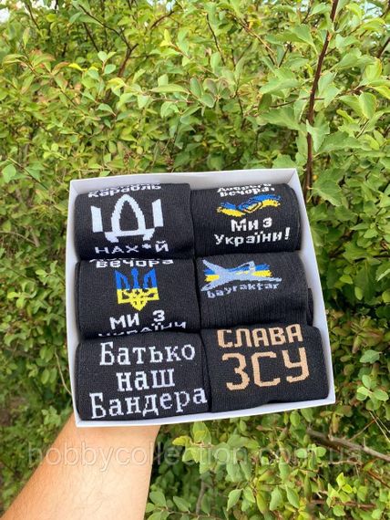 Бокс чоловічих патріотичних шкарпеток на 6 пар 40-45 р в подарунковій коробці із стрічкою весна-осінь-літо | Зображення 5