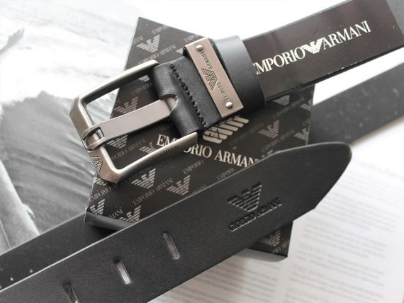 Чоловічий шкіряний ремінь Armani у чорній коробці. | Зображення 2