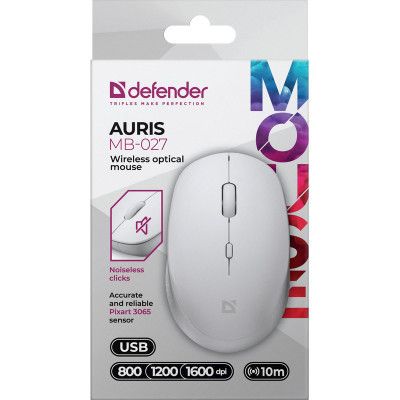 Мышка Defender Auris MB-027 Silent Wireless White (52028) | Зображення 5