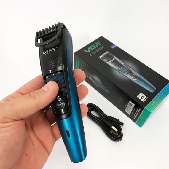 Машинка триммер для стрижки волосся та бороди акумуляторна VGR V-052 з насадками, Професійна | Зображення 9
