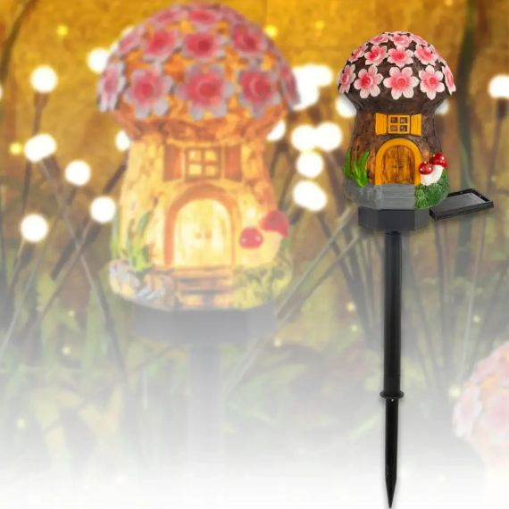 Садовый фонарь 43 см в грунте в виде гриба с солнечной панелью Сказочный домик | Зображення 2
