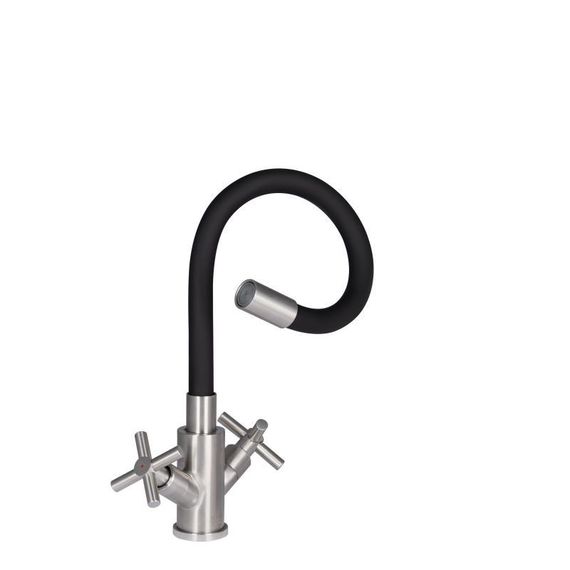 Змішувач для кухні Lidz Wind 013F3 двохвентильний з гнучким виливом LDWIN013F3NKS43392 Nickel | Зображення 2