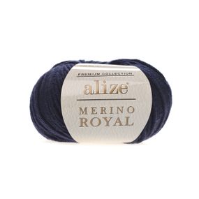 Пряжа для плетення Alize merino royal 58 синій алізе меріно роял 100% вовна