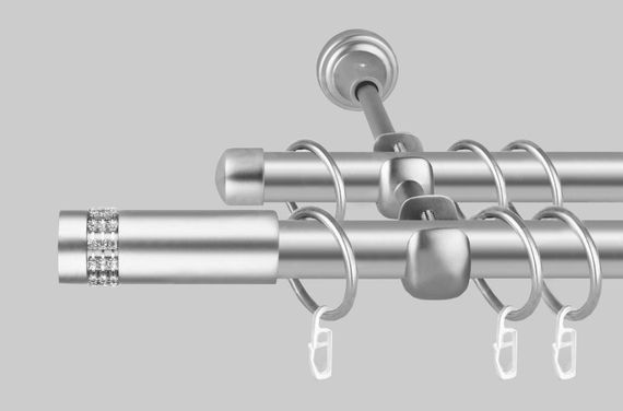 Карниз для штор дворядний металевий 19 мм, Хантос (комплект) Сатин 200 див.