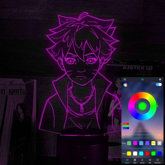 Акриловий світильник-нічник керування з телефона Баруто tty-n002094