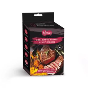 Ласощі для собак від 3-х місяців Mavsy Refined jerky GRILLED MARBLED BEEF STEAK WITH ROSEMARY стейк з мармурової яловичини на грил