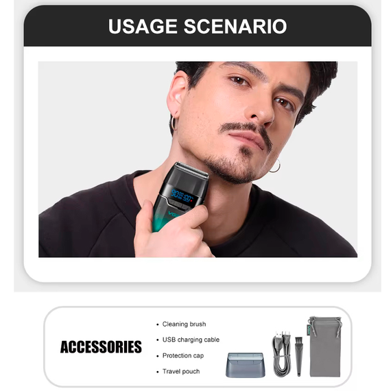 Электробритва VGR V-308 GOLD шейвер, двойное лезвие, 9000 RPM, LED дисплей | Зображення 3