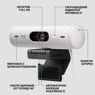 Веб-камера Logitech Brio 500 Off-White (960-001428) | Зображення 7