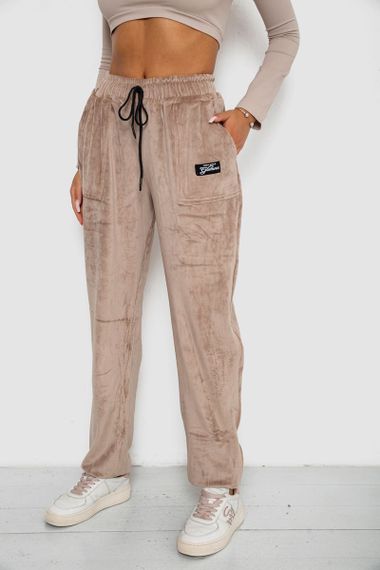 Спортивные штаны велюровые женские на флисе  -уценка, цвет бежевый, 238R58649-1-U | Зображення 2