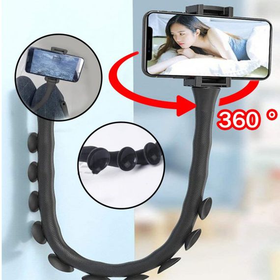 Гнучкий тримач для телефону з універсальними присосками Cute Worm Lazy Holder. Колір: чорний SH-31 | Зображення 8