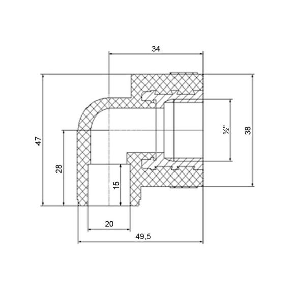 Кутник PPR Blue Ocean 20х1/2", 90° ВР SD00009983 | Зображення 1