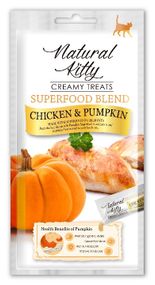 Рідкі ласощі для котів з куркою Natural Kitty Creamy Treats Chicken & Pumpkin, 4 шт х 12 гр