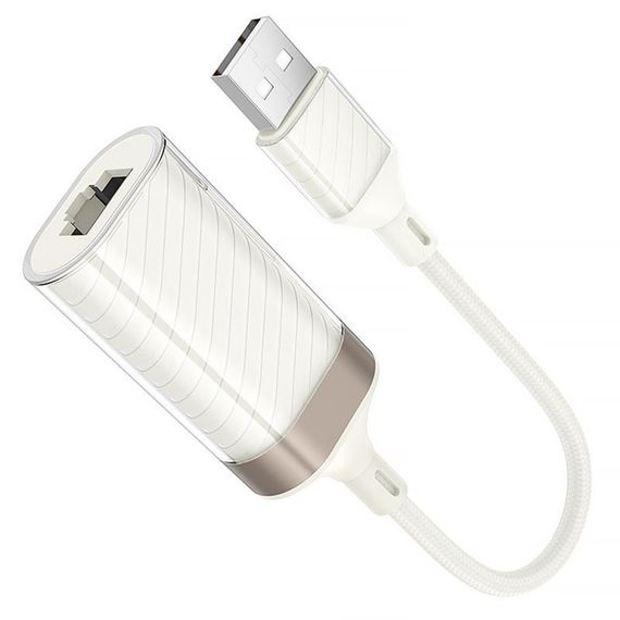 Перехідник Hoco UA41 Crystal USB to RJ45 100 Mbs (0.15m) Apricot | Зображення 3