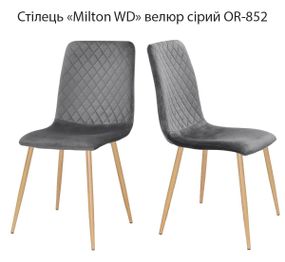 Обеденный стул Milton WD металлические ножки термопринт под дерево, мягкая обивка велюр серый OR-852