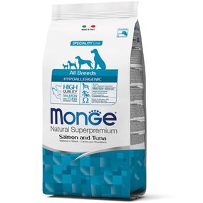 Корм Monge Monoprotein Adult All Breeds Salmone e Tonno сухий гіпоалергенний з лососем і тунцем для дорослих собак усіх порід 2.5 кг