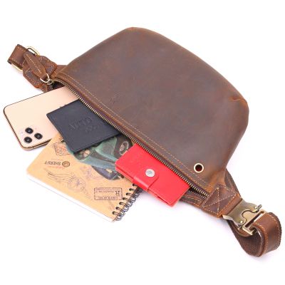 Сумка Vintage Вінтажна поясна з натуральної шкіри Коричнева (21294) | Зображення 8