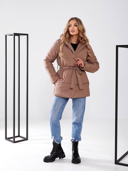 Жіноча зимова куртка з поясом, арт. 505, кава | Зображення 5