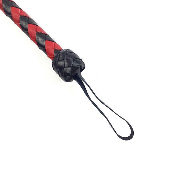 Батіг гнучкий Снейк, натуральна шкіра, колір чорно-червоний, довжина - 80 см | Зображення 2