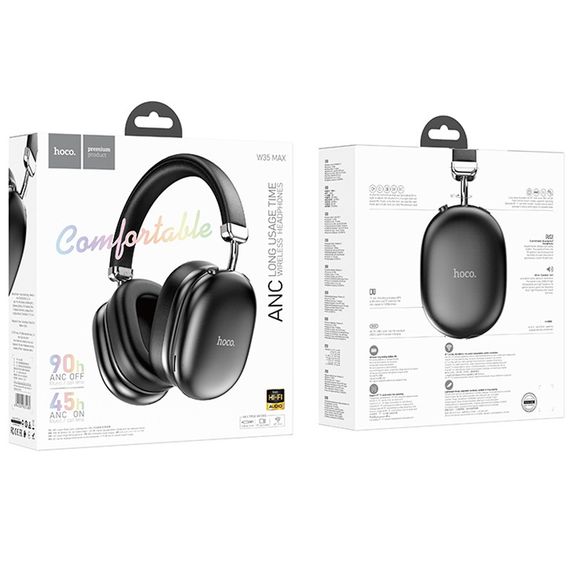 Накладні бездротові навушники Hoco W35 Max Auspicious ANC Black | Зображення 4