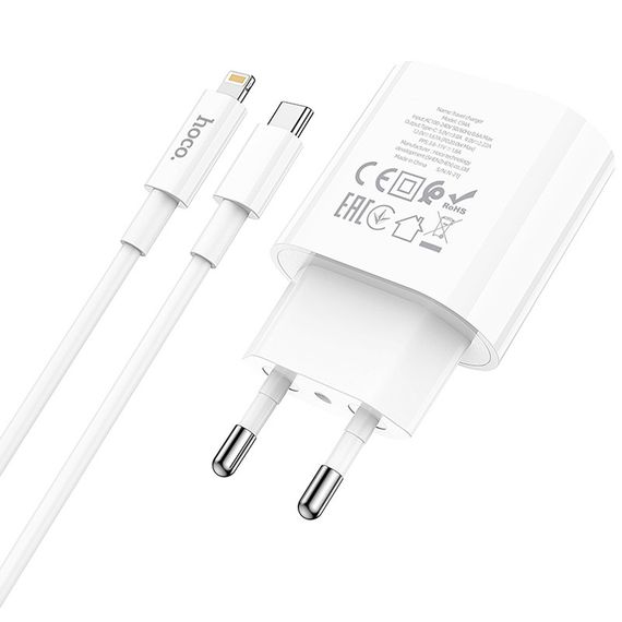 СЗУ Hoco C94A Metro PD20W (1USB-C) + кабель Type-C to Lightning White | Зображення 4