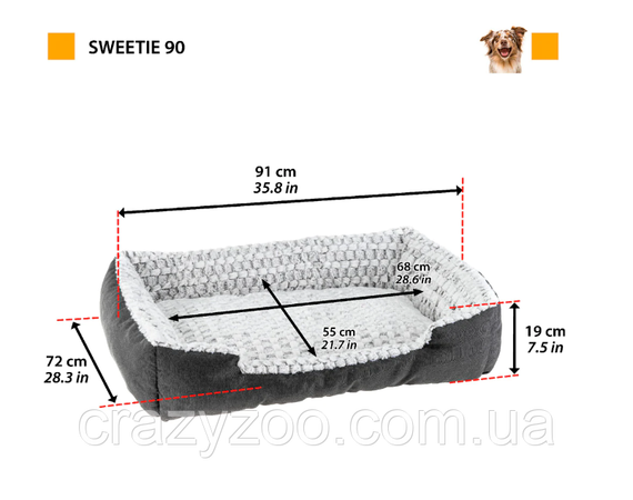 Лежак для собак і котів Ferplast Sweetie 90 зі штучним хутром сірий 91x72 x19 см 81064799 | Зображення 1