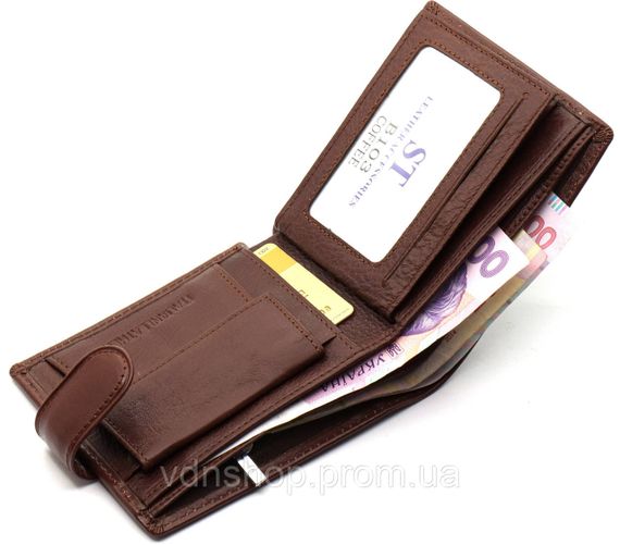 Коричневое мужское портмоне из натуральной кожи с фиксацией ST Leather ST103 | Зображення 3