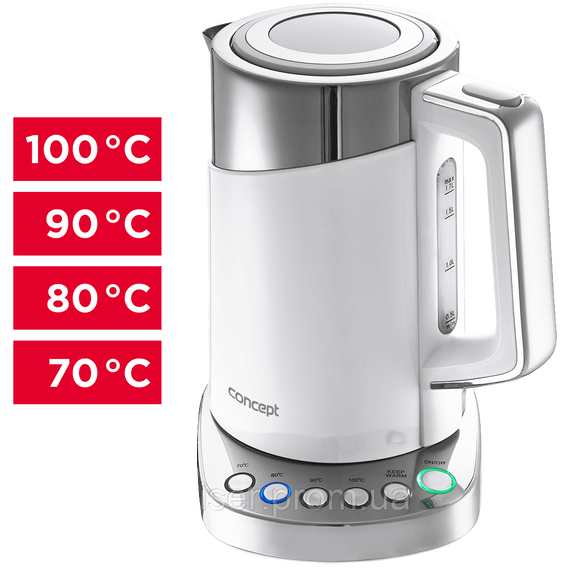 Електричний чайник швидкісного кип'ятіння з регулюванням температури Cool Touch 1.7 л Concept RK3170 WHITE
