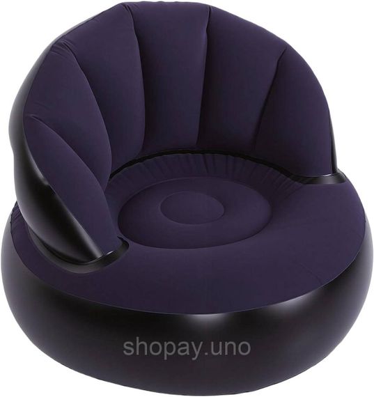 Надувное кресло AIR SOFA  / Надувное велюровое кресло 80×80×67см Темно-сиинй | Зображення 4
