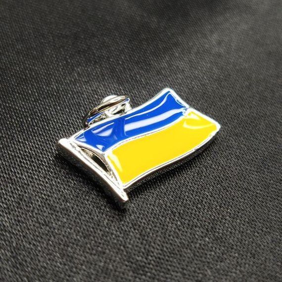 Підвіска "Прапор України" 12х16 мм, колір срібло (гіппоалергенний сплав) | Зображення 1