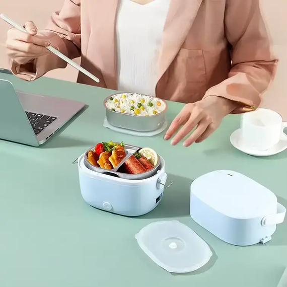 Ланч-бокс с подогревом объемом 1 л на два контейнера с крышками LY-800 | Зображення 1