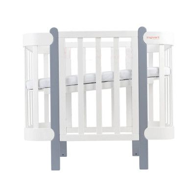 Кроватка Ingvart трансформер Nika 60 Slim с опускной боковинкой (60х94, 60х120) бело-серая (872900107040)