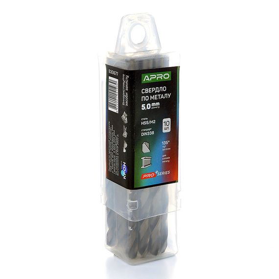 Свердло для металу HSS/M2 (6542) Ø 5,0 мм (тубус, кратність10 шт.) PRO APRO 8306771