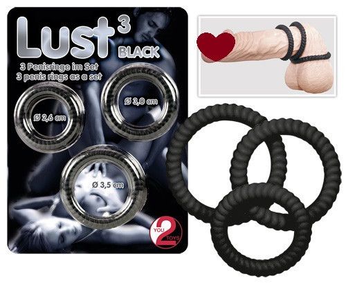 Кільця на пеніс Lust (чорні) Sex Aura