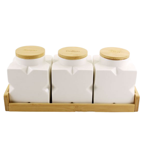 Набір ємностей для сипучих продуктів 3шт 600мл з підставкою Interos PJ01784