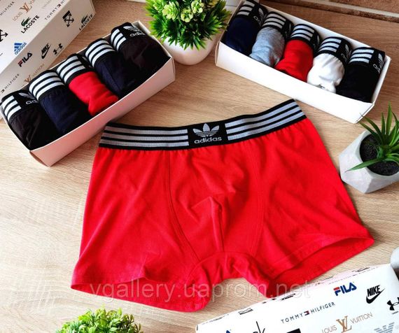Чоловічі боксери Adidas, чоловічі труси Адідас, Бавовняні труси преміум'якості Adidas XXL, Червоний