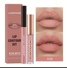 Набір 2 в 1 (рідка матова помада і контурний олівець) Langmanni №08