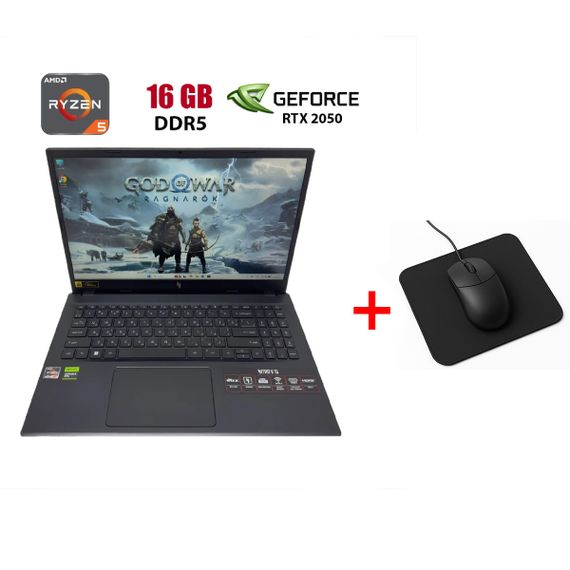 Ігровий ноутбук Acer Nitro V 15 (ANV15-41-R914 / 15.6" (1920х1080) IPS / AMD Ryzen 5 7535HS (6 (12) ядер по 3.3 - 4.55 GHz) / 16 GB DDR5 / 512 GB SSD M2 NVMe / nVidia GeForce RTX 2050, 4 GB GDDR6, 64-bit / WebCam б/в + Подарунок Мишка та килимок