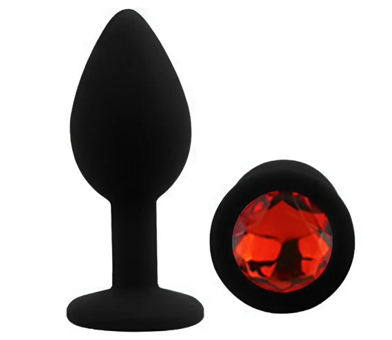 Силиконовая анальная пробка EGZO - Silicone Black Round Plug Red, size S Sex Aura | Зображення 1