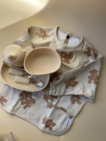 Набір дитячого силіконового посуду беж Ведмедик