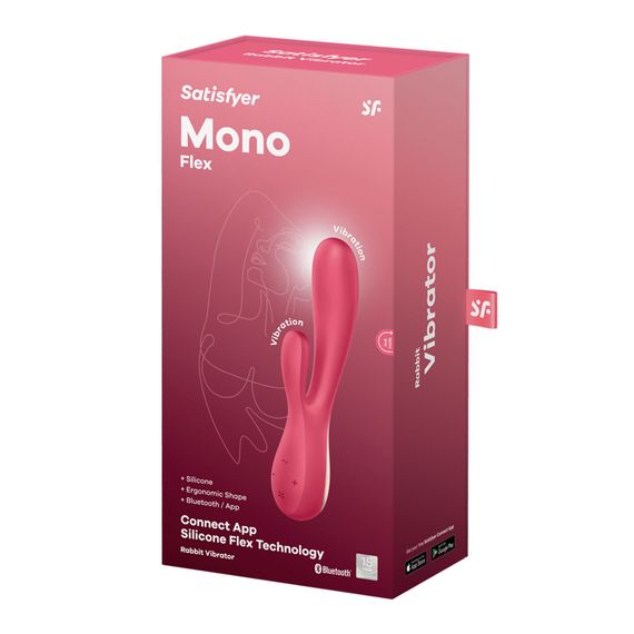 Смарт вібратор-кролик Satisfyer Mono Flex Red, 2 мотори, керування через інтернет | Зображення 3
