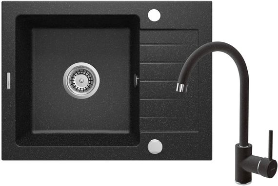 Deante Набір для кухні Zorba, гранітна мийка ZQZ_211A + зміш. BEN_262M, графіт-хром (ZQZA211A)