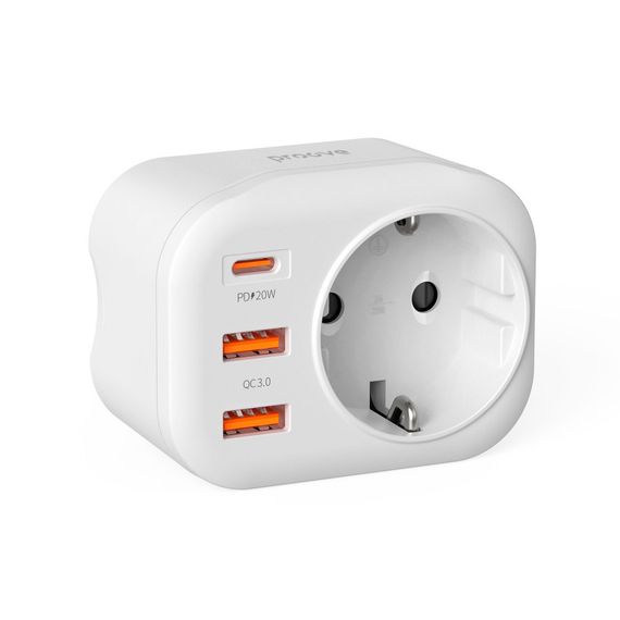 Багатофункціональна Розетка Proove Multifunctional Socket PD-01 EU 1AC (1 Type-C 20W + 2 USB) white | Зображення 2