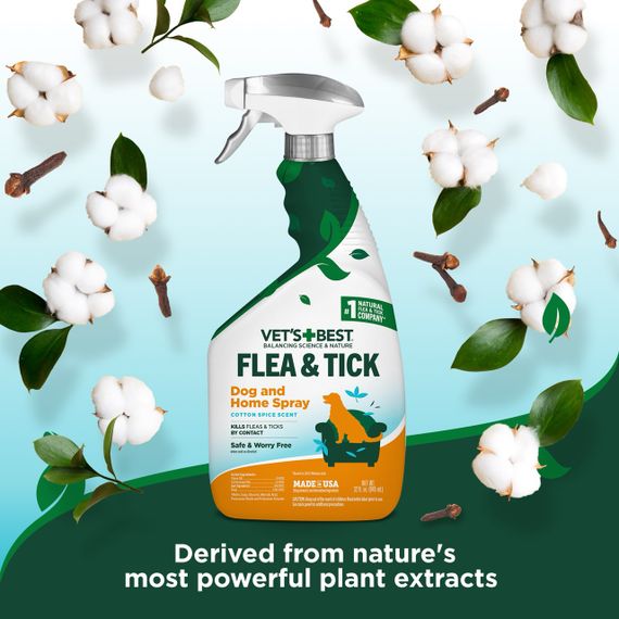 Спрей від бліх і кліщів для собак і вдома Vet's Best Flea & Tick Home Spray For Dogs Cottonspice, 946 мл | Зображення 2