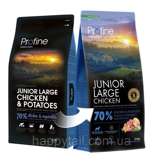 Сухой корм Profine Junior Large Chicken & Potatoes для юниоров крупных пород, курица и картофель, 12 кг | Зображення 2