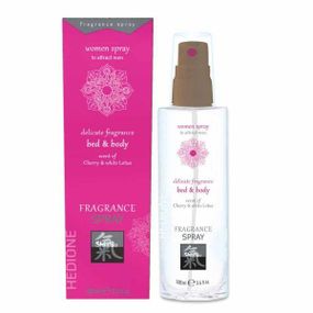 Спрей для тіла та ліжка з феромонами та афродизіаками SHIATSU Fragrance Вишня та білий лотос, 100 мл sexstyle