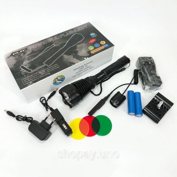 Ліхтар тактичний Police Q2800-T6 18650 х 2, заряджається від мережі 220В та авто ЗУ 12В, виносна кнопка | Зображення 1