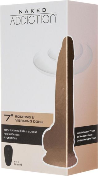 Фалоімітатор з вібрацією та ротацією Naked ADDICTION Chris 7″ Rotating & Vibrating Dong, пульт ДК Sex Aura | Зображення 7